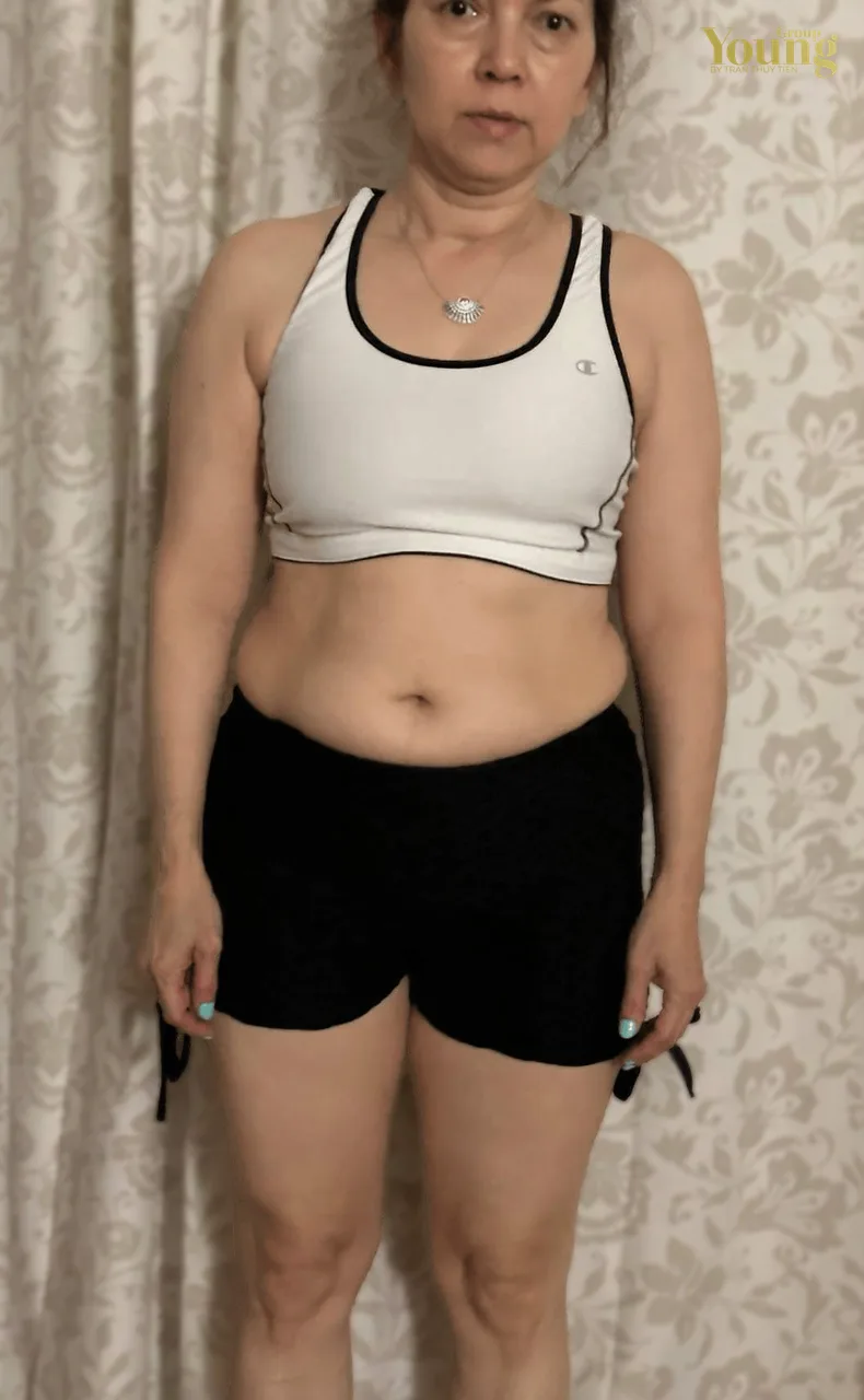 Chị Lay Phu trước và sau khi giảm 27 pound, ảnh trước
