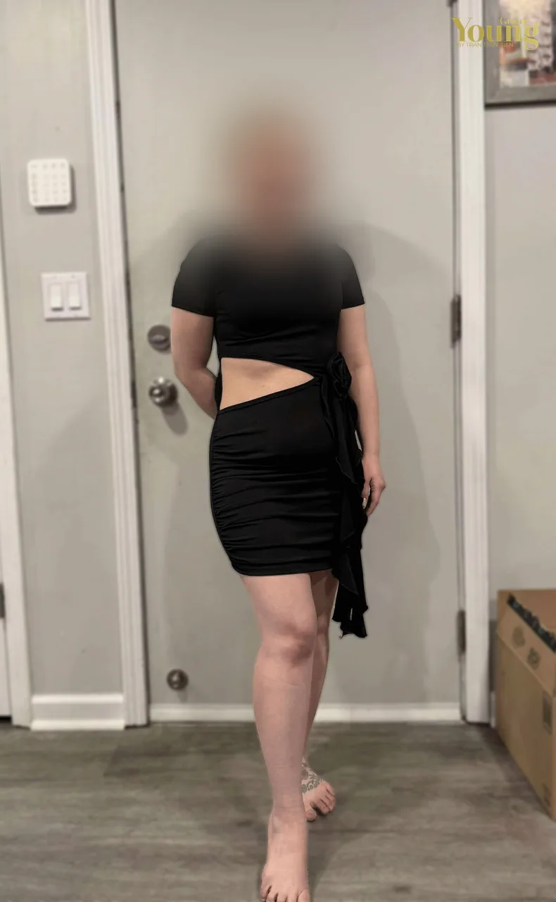 Chị Nina Phan trước và sau khi giảm 25 pound (đã che mặt), ảnh sau