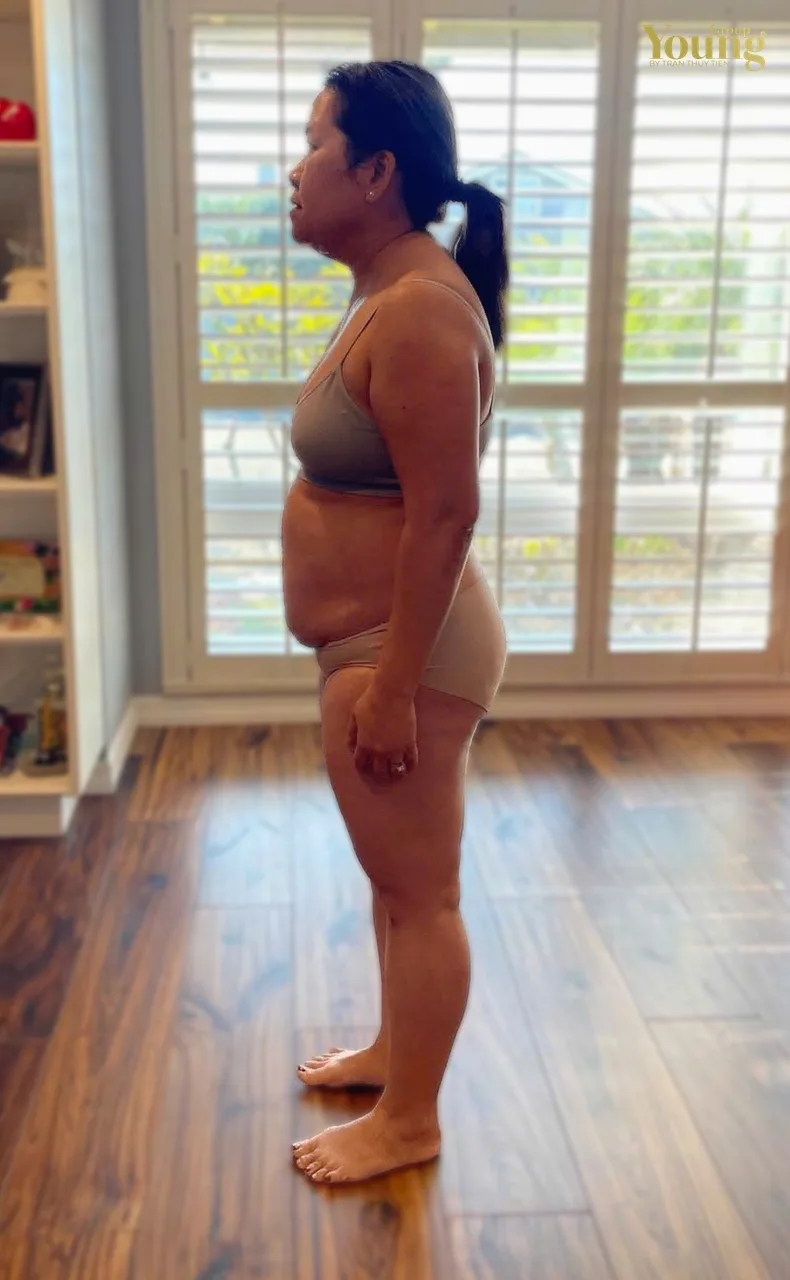 Chị Tammy Pham trước và sau khi giảm 35 pound, ảnh trước